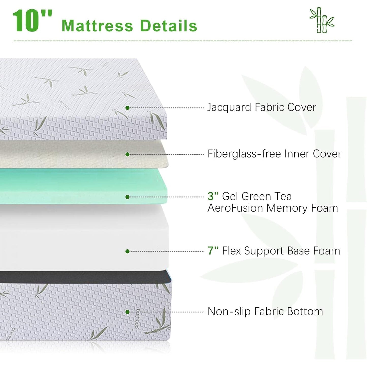 10 inch Gel Memory Foam Mattress in a Box, Medium Pressure Relieving Motion Isolating