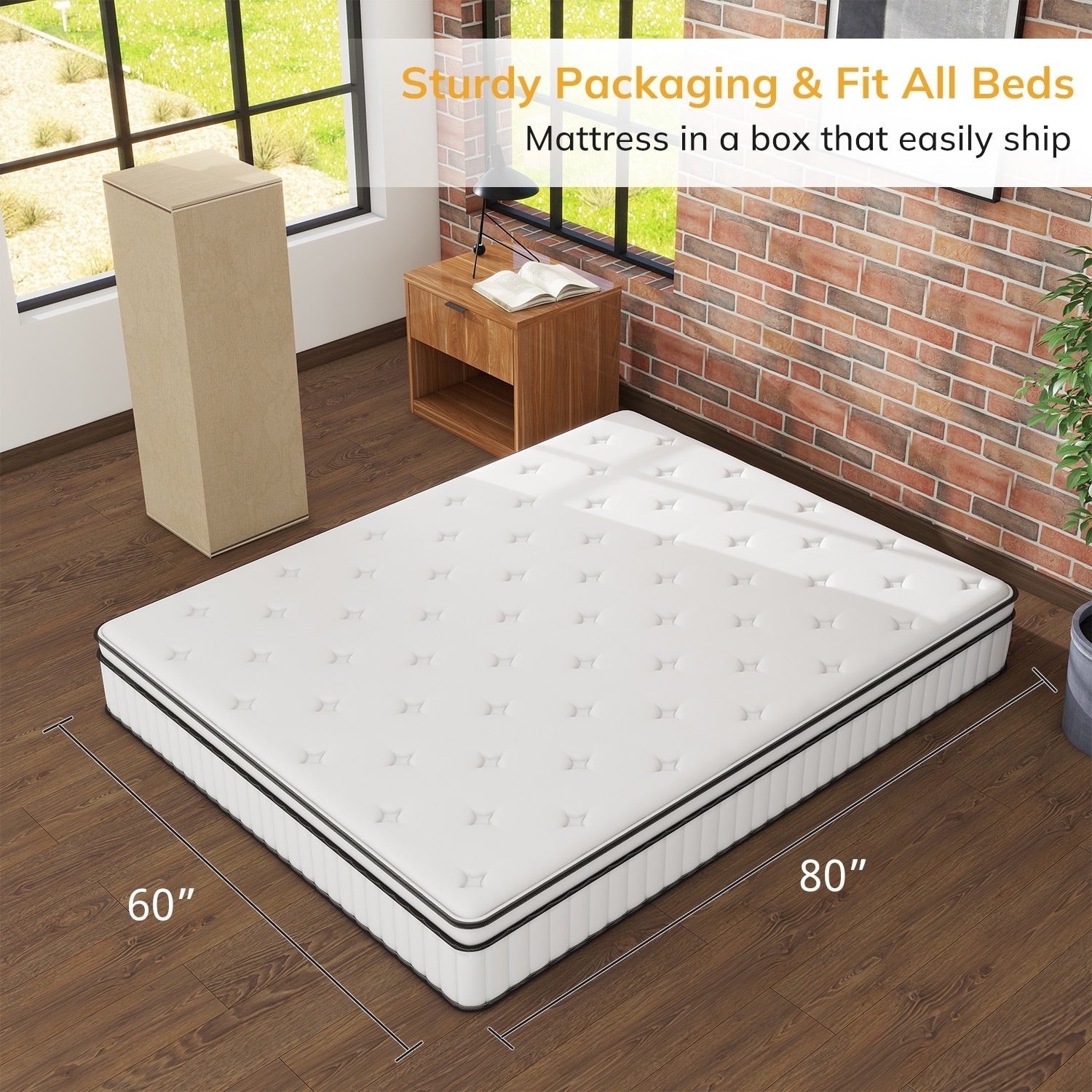 12 inch Foam and Spring Hybrid Mattress, Medium Firm Feel Durable Support Mattress Bed in a Box
