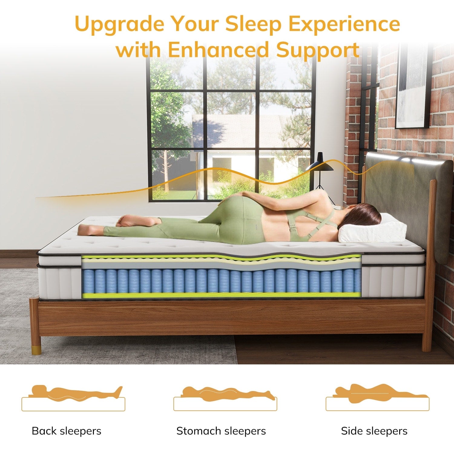 12 inch Foam and Spring Hybrid Mattress, Medium Firm Feel Durable Support Mattress Bed in a Box