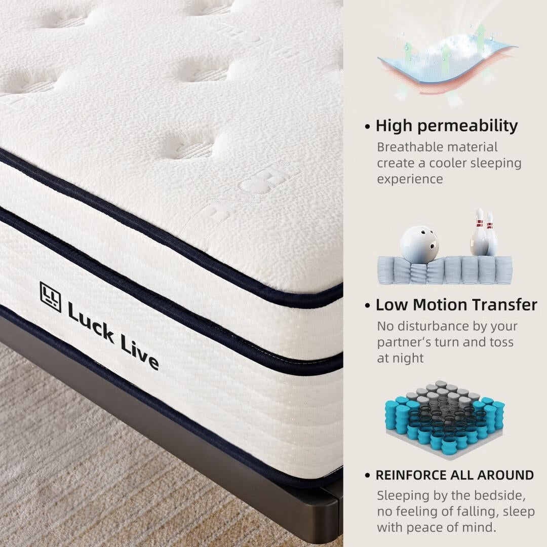 10 inch Medium Euro Top Gel Memory Foam Independent Bagged Spring Mattress in a Box