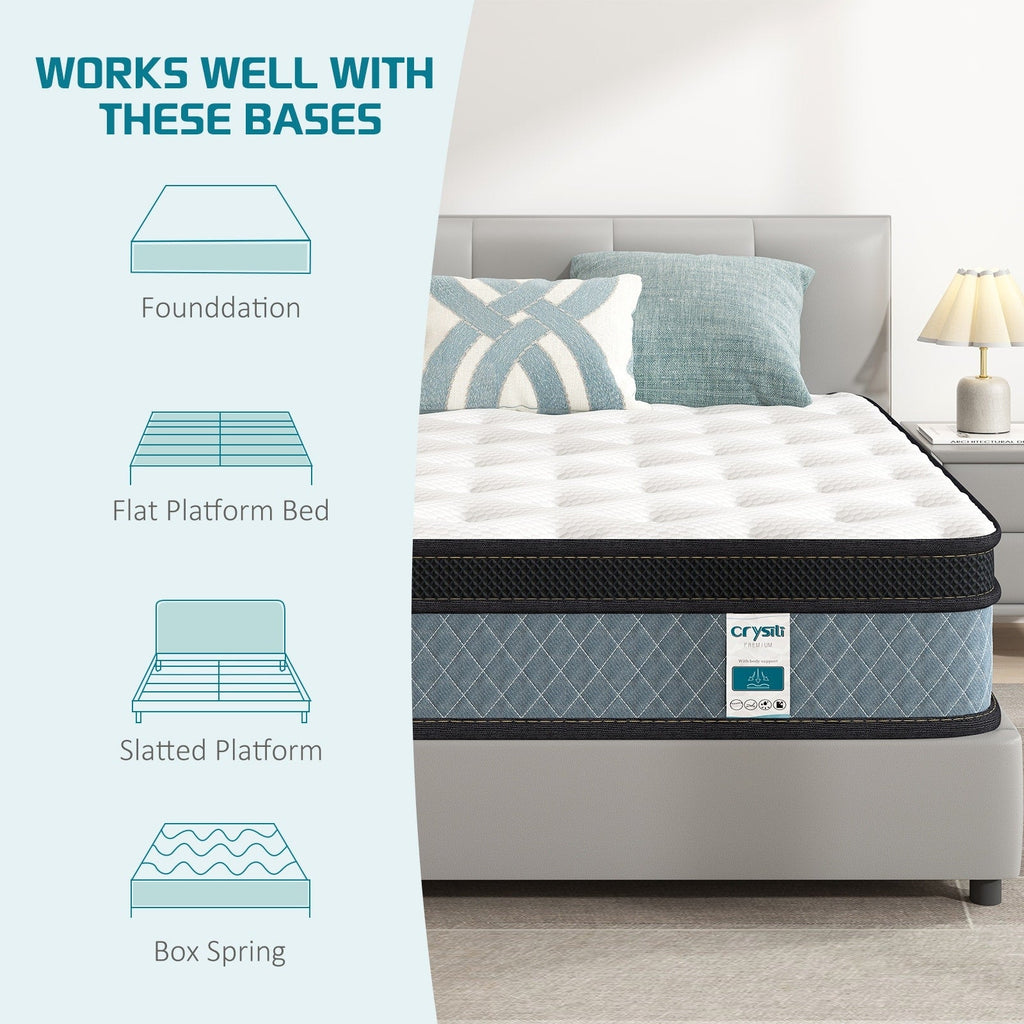 10-inch Memory Foam Mattress and Pocket Spring - White