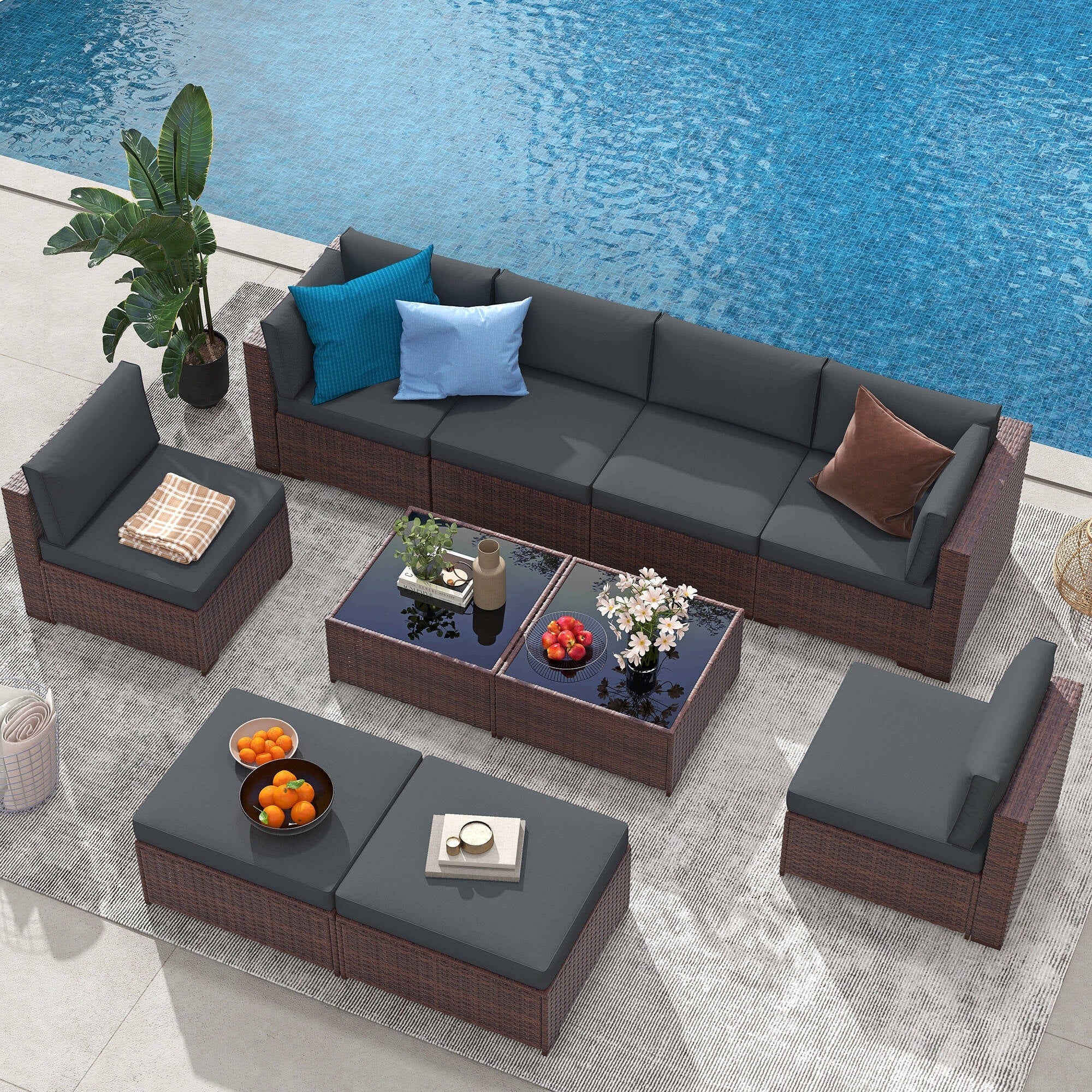 10-piece Wicker Sectional Sofa Set