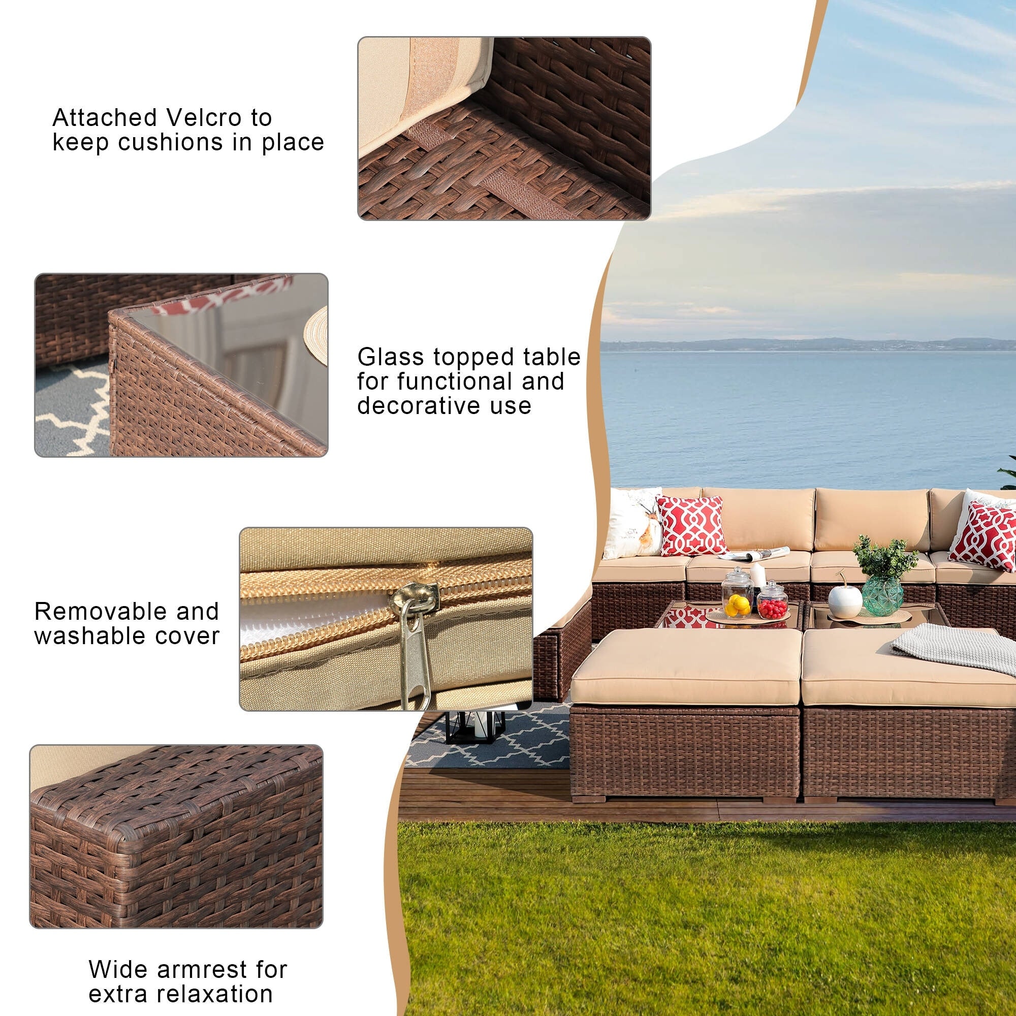 10-piece Wicker Sectional Sofa Set