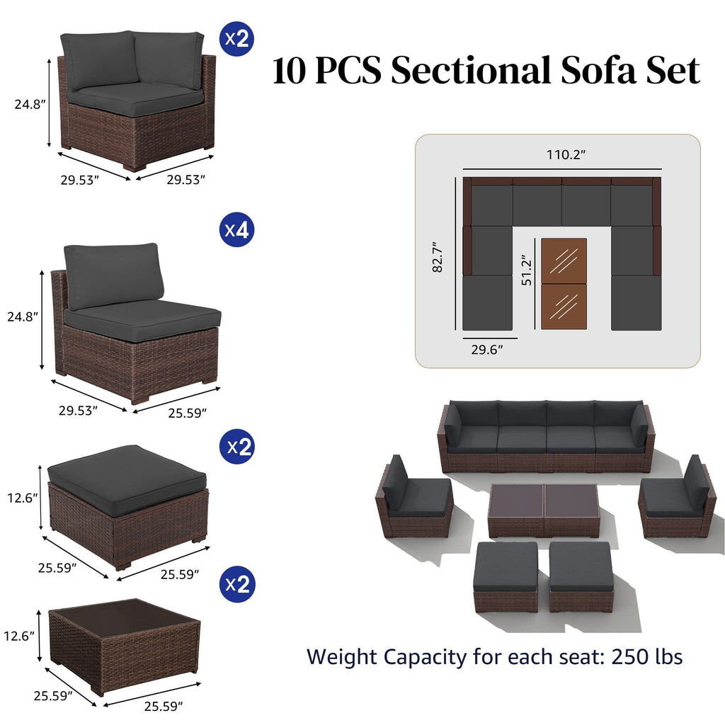 10-piece Wicker Sectional Sofa Set