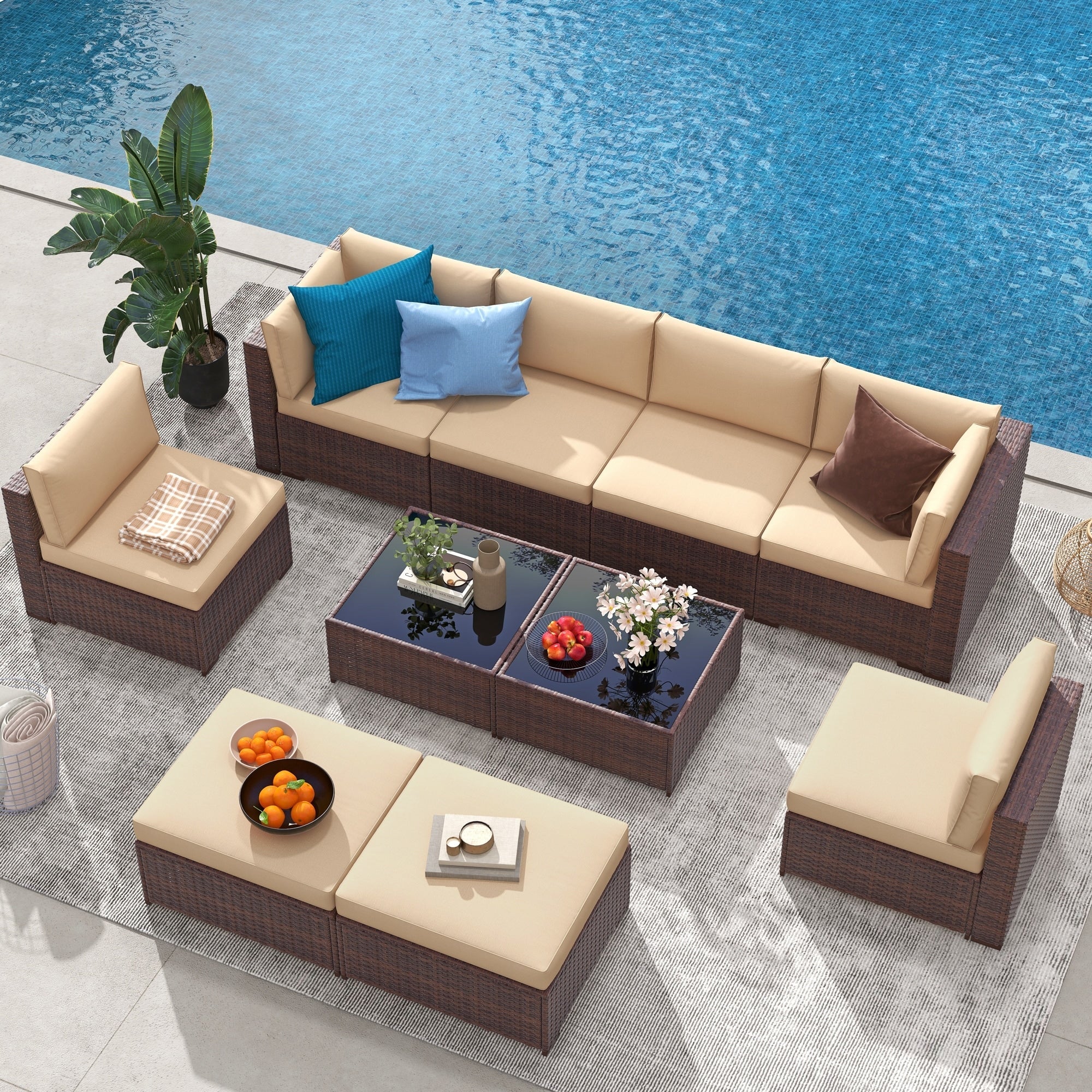 10-piece Wicker Sectional Sofa Set