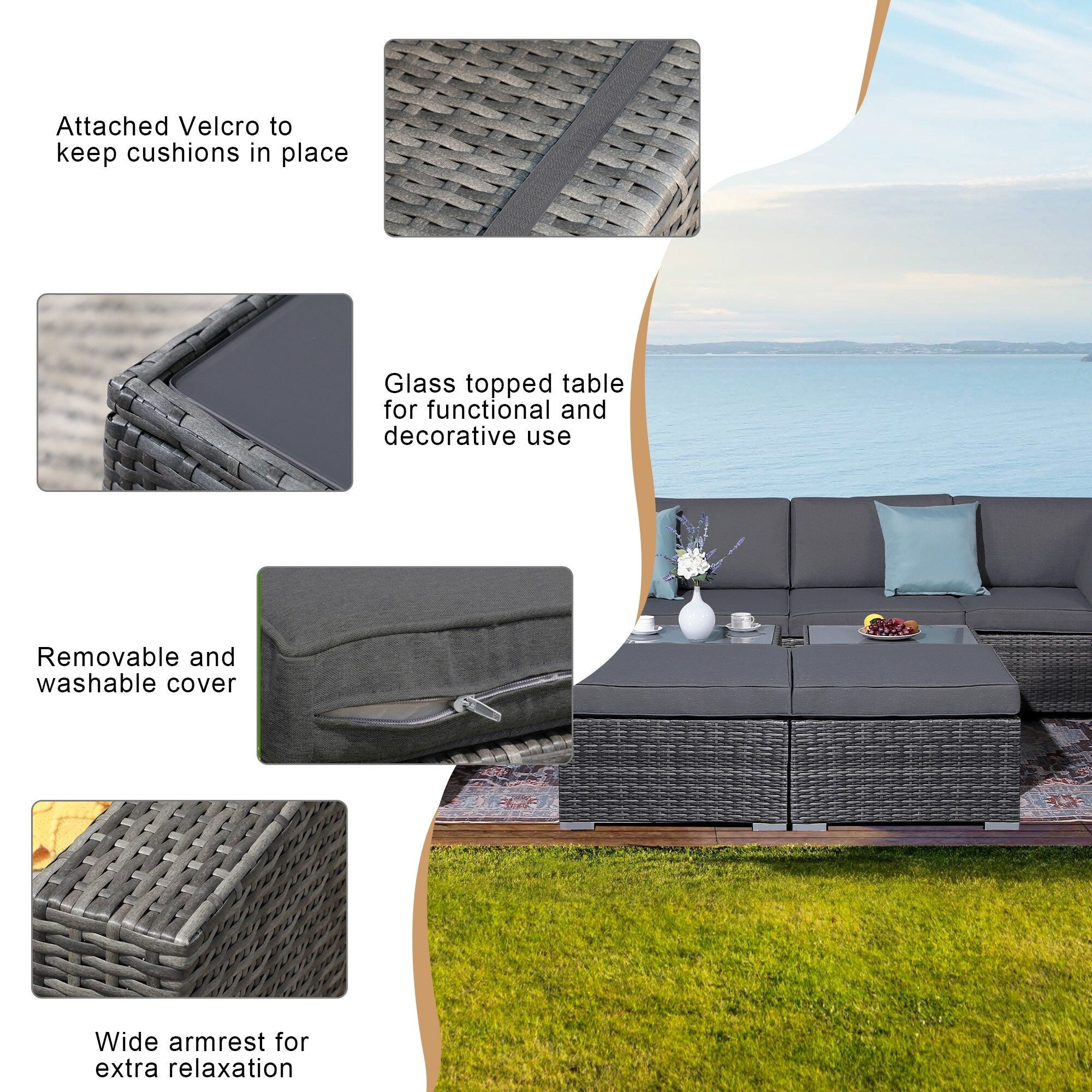 10-piece Wicker Sectional Sofa Set