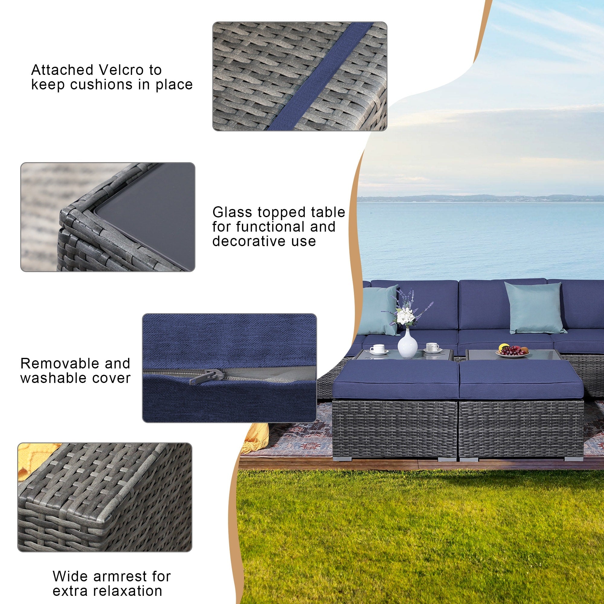 10-piece Wicker Sectional Sofa Set