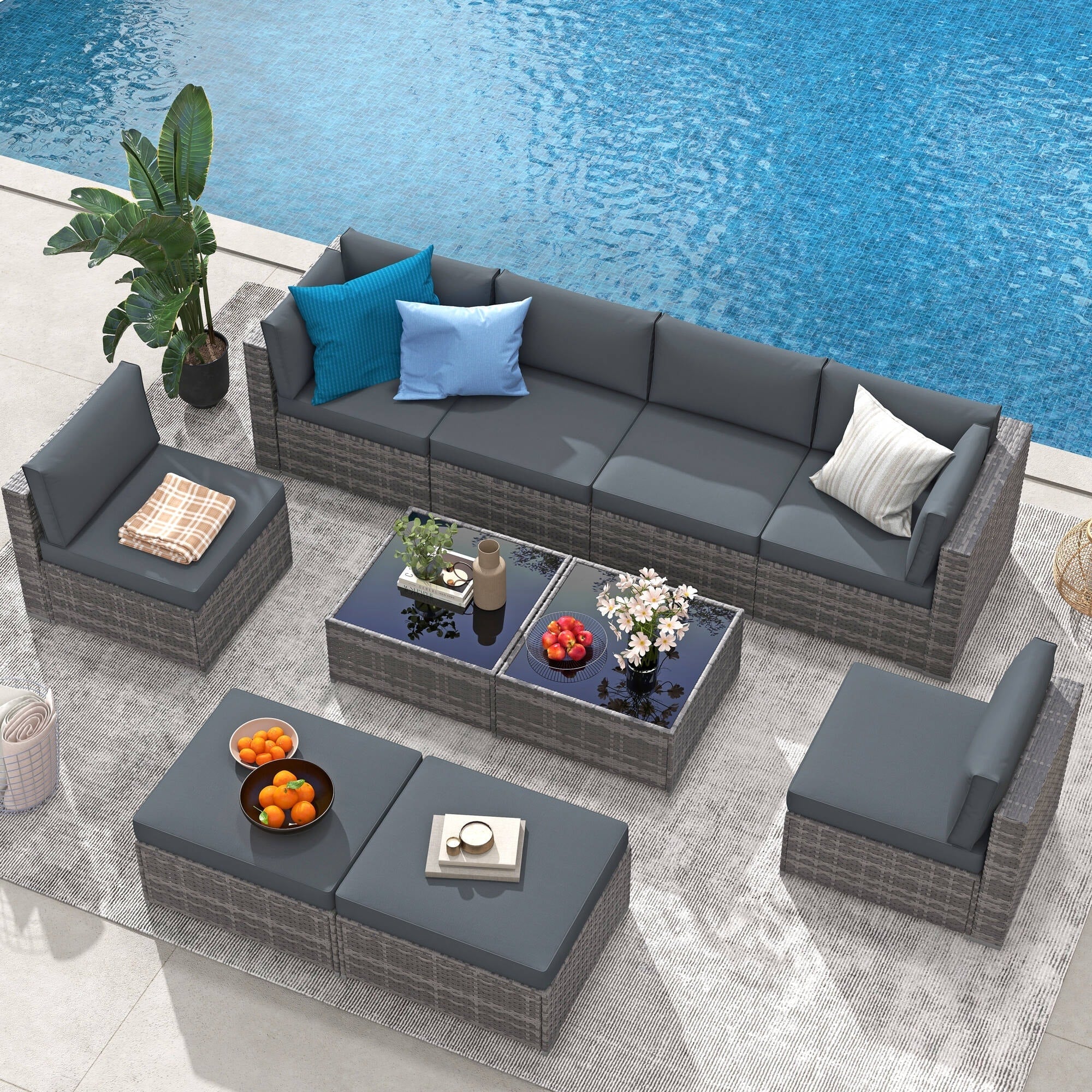 10-piece Wicker Sectional Sofa Set