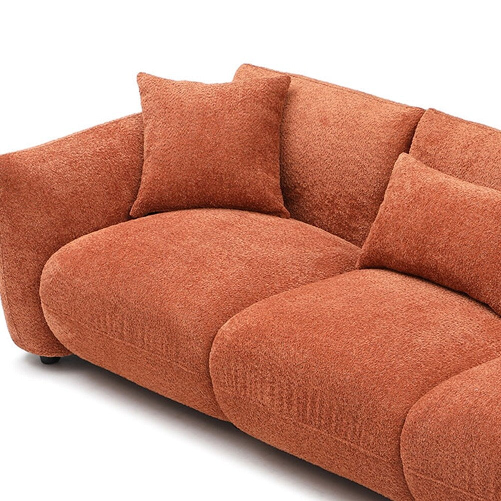 Upholstered Comfortable Soft Lamb Down White Sectional Sofa Couch with Ottoman