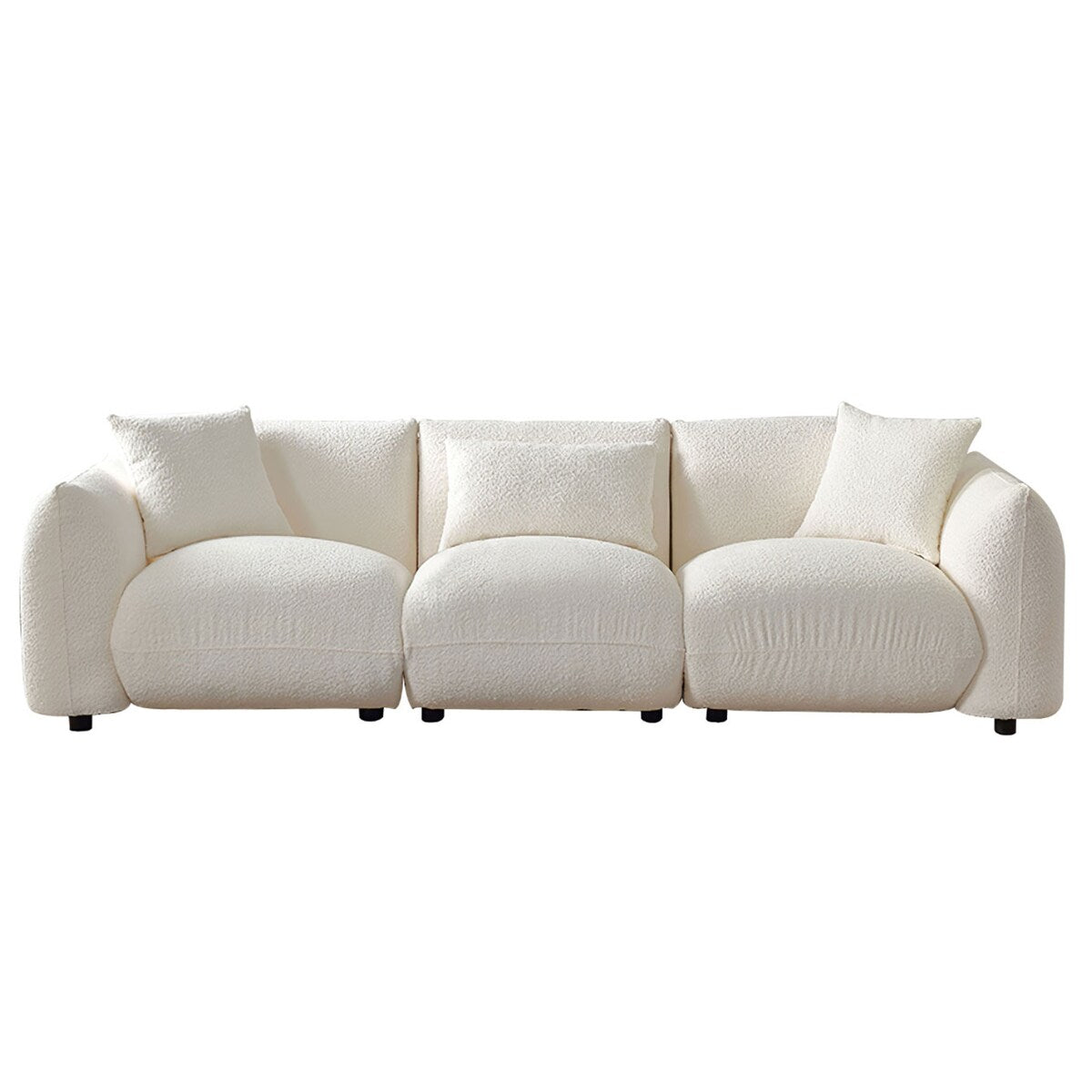 Upholstered Comfortable Soft Lamb Down White Sectional Sofa Couch with Ottoman