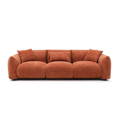 Upholstered Comfortable Soft Lamb Down White Sectional Sofa Couch with Ottoman
