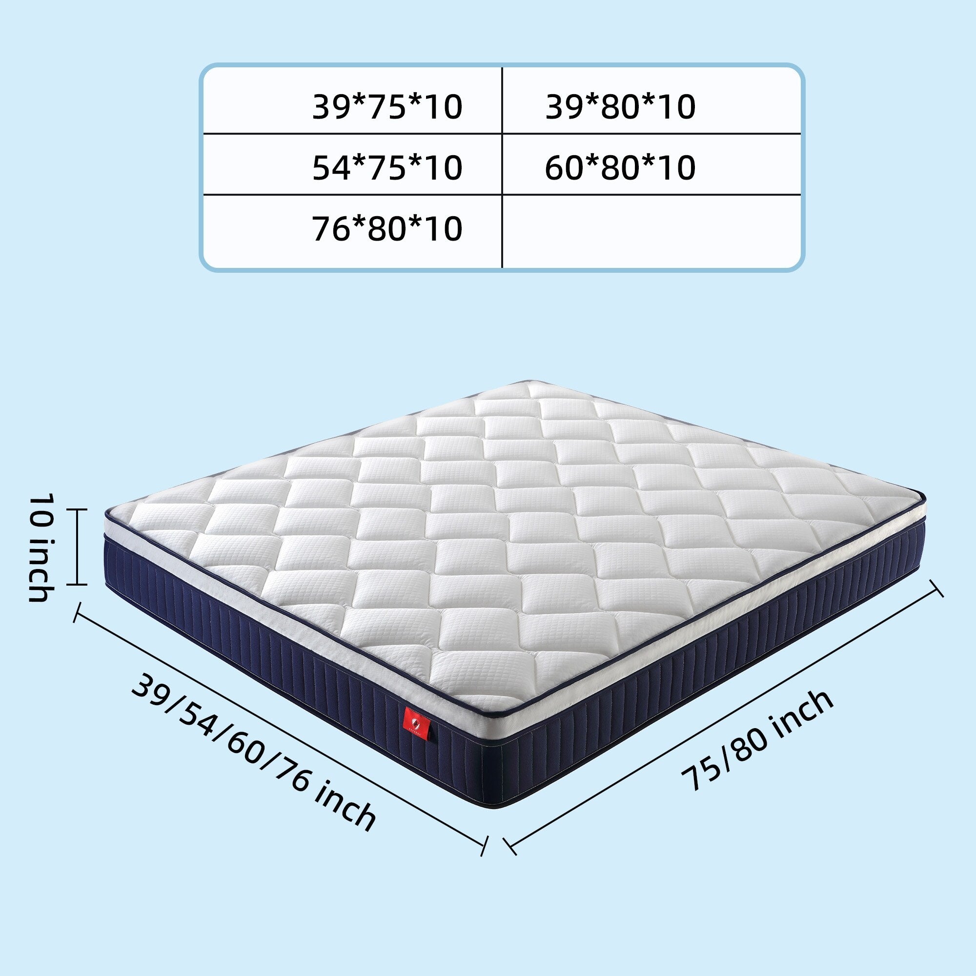 10/12 Plush Memory Foam Pocket Spring Hybrid Mattress In A Box With Certipur-US Certified Memory Foam