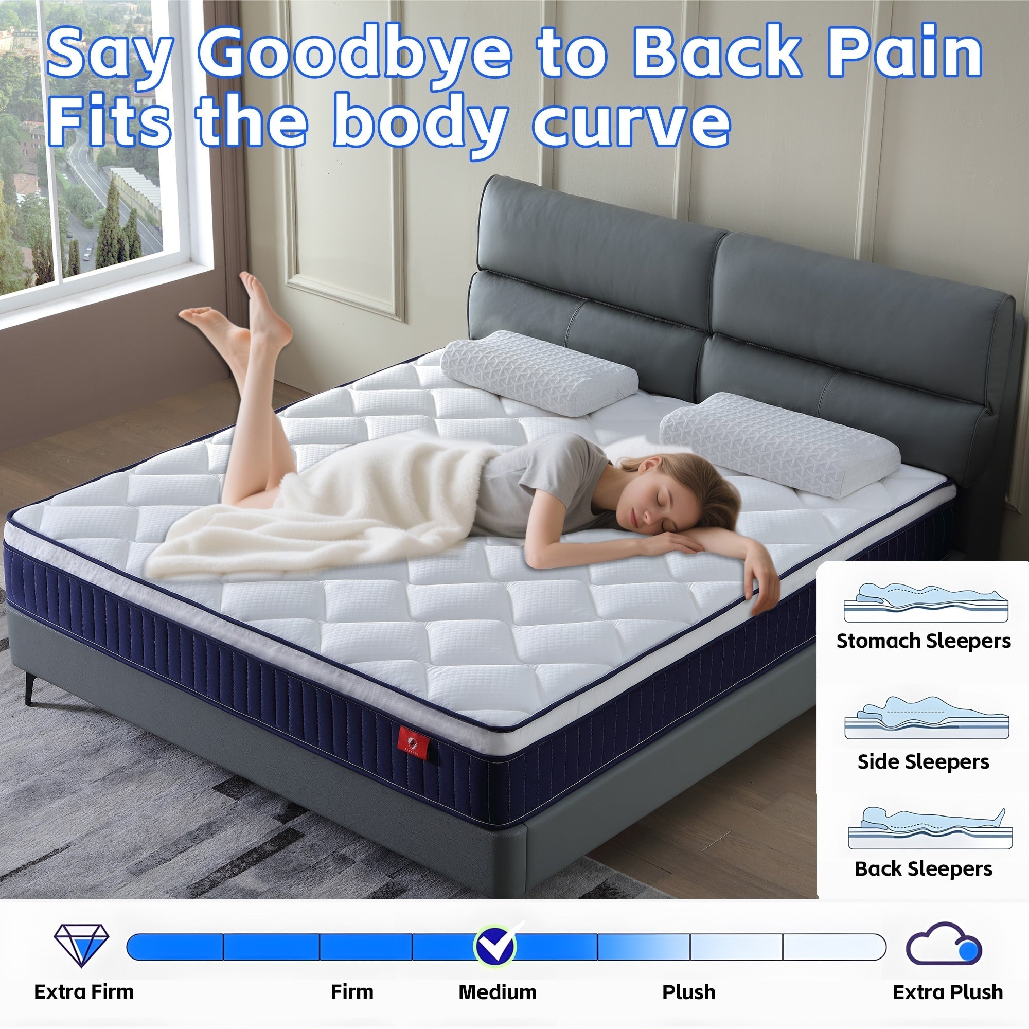 10/12 Plush Memory Foam Pocket Spring Hybrid Mattress In A Box With Certipur-US Certified Memory Foam