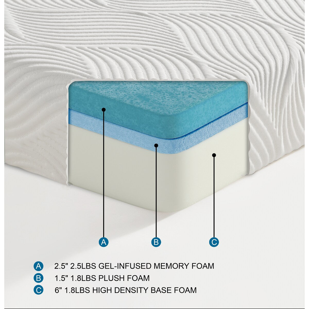 10 California King Mattress Breathable Cool Gel Memory Foam Mattress, White, Mattress in a Box, Comfort Mattress