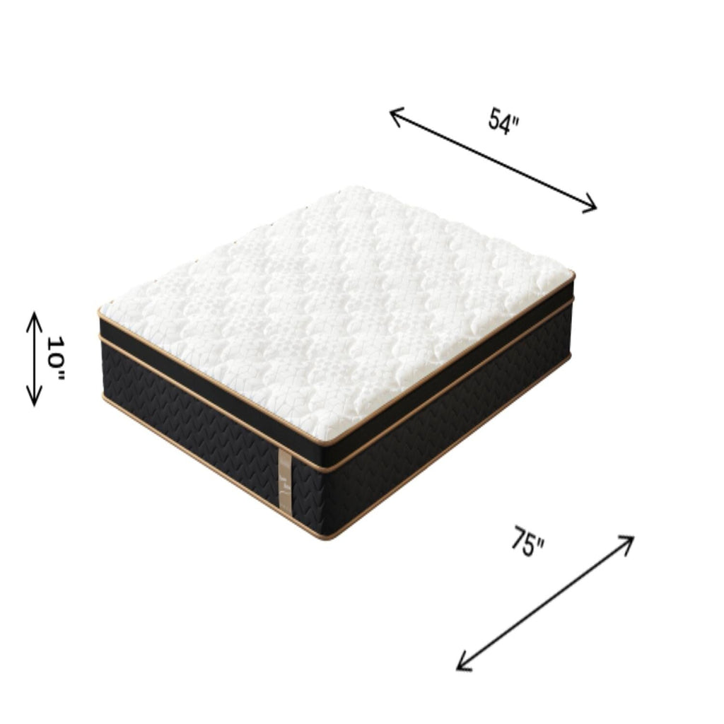 10 Full Plush Hybrid Mattresses with Independently Encased Coils & Gel Memory Foam, Fiberglass-Free