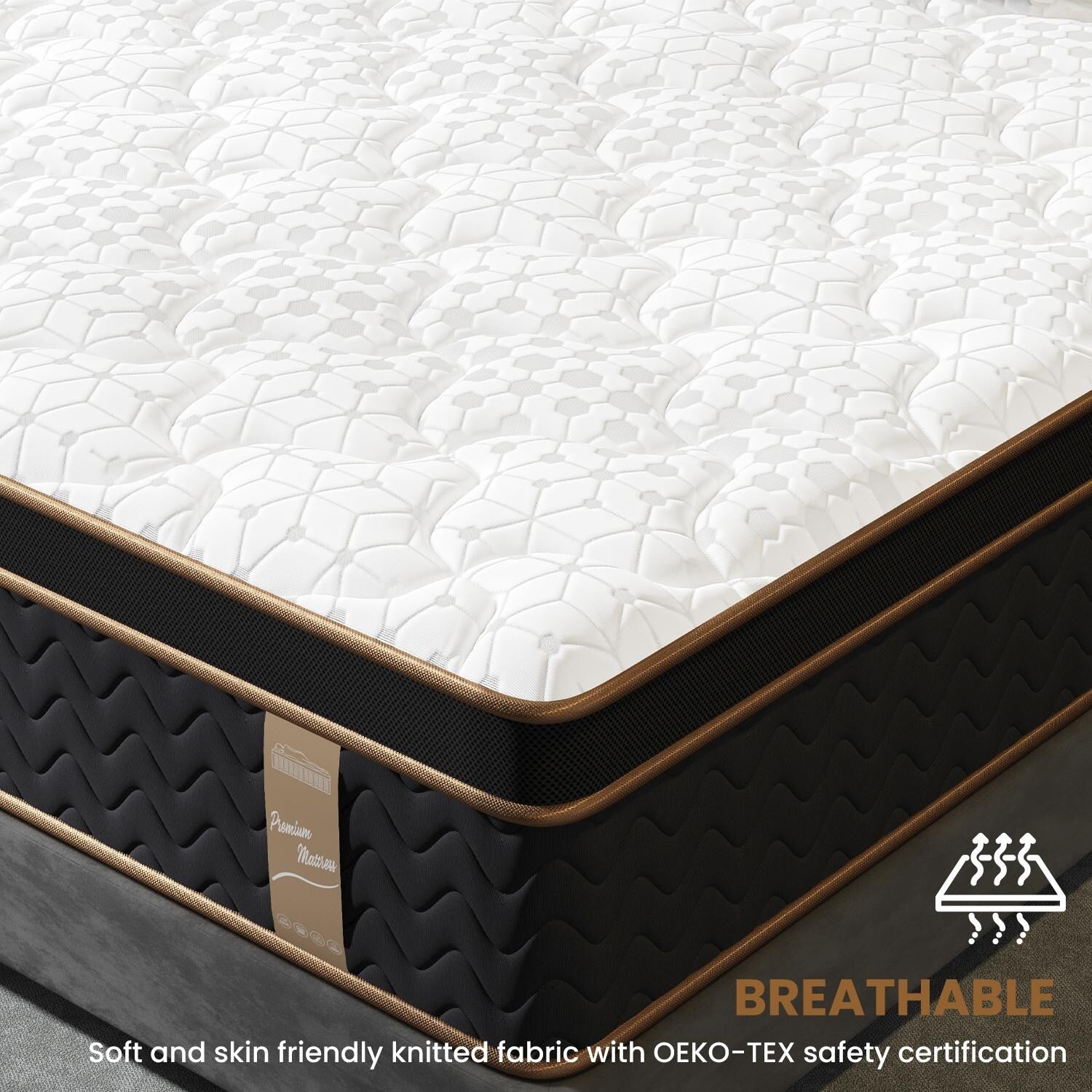10 Full Plush Mattresses with Encased Coils & Gel Memory Foam,Fiberglass-Free,Motion Isolation-Edge Support,Mattress in a Box