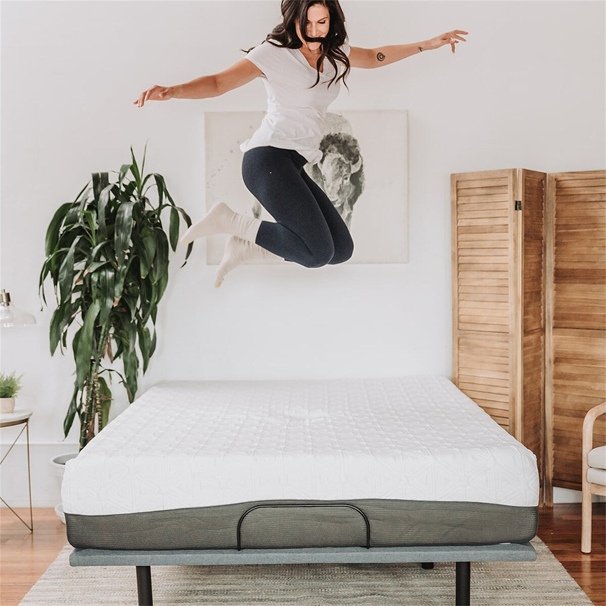 10 Gel Memory Foam Mattress California King Size in White Dark Gray
