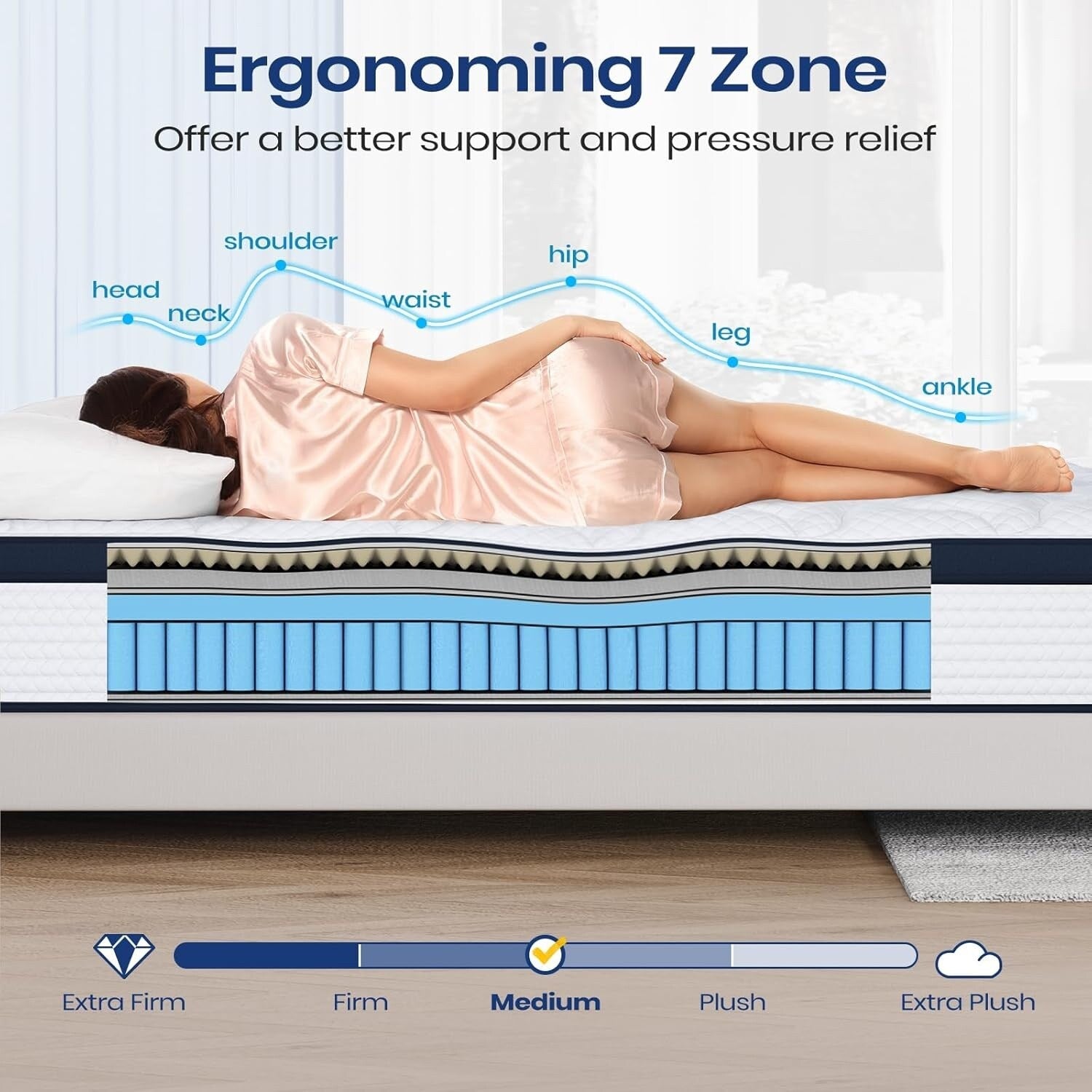 10 King Mattress,Memory Foam Hybrid Mattress with Space Cotton for Tight Sleep,Cooling Mattress with Stronger Support