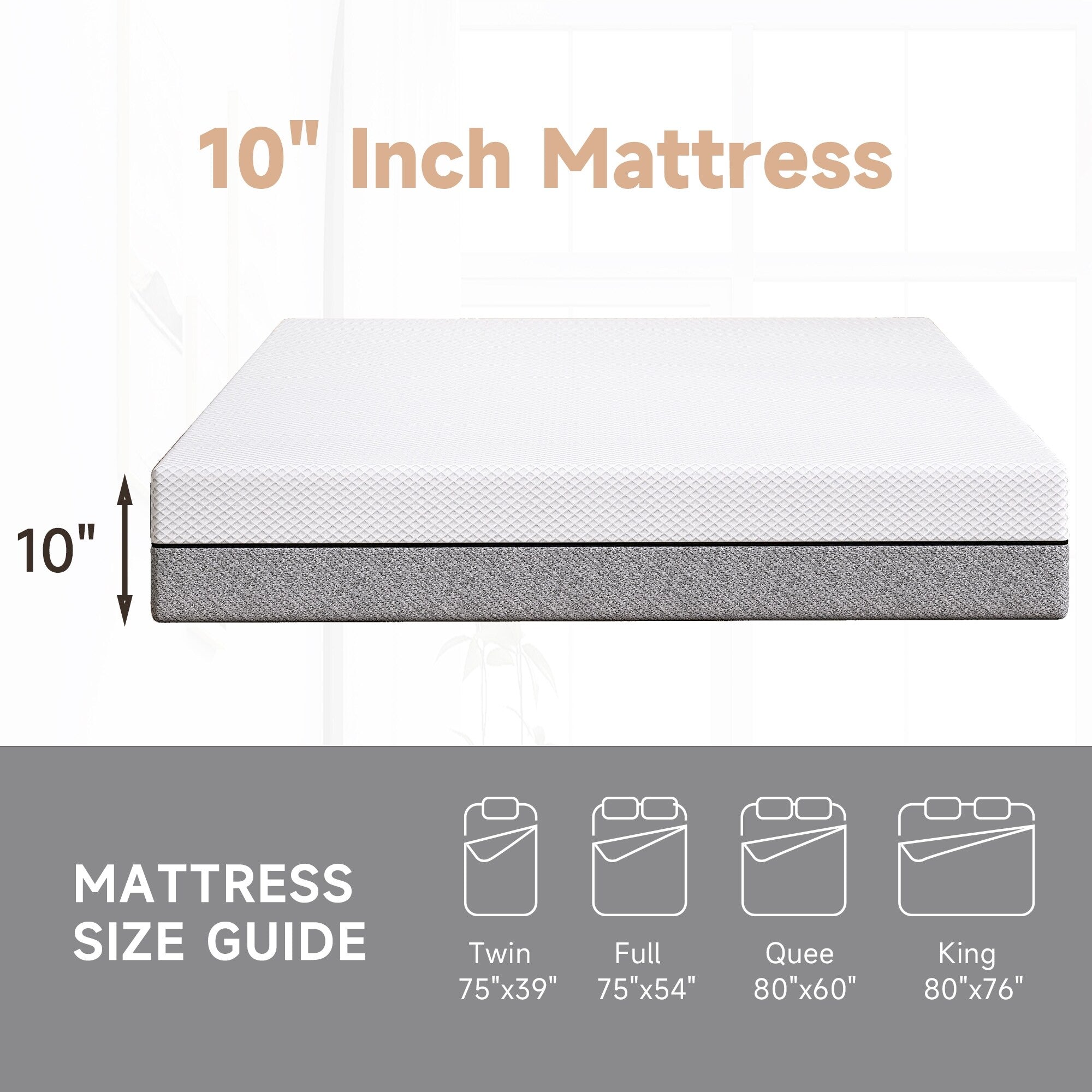 10 Medium Memory Foam Mattress in a Box