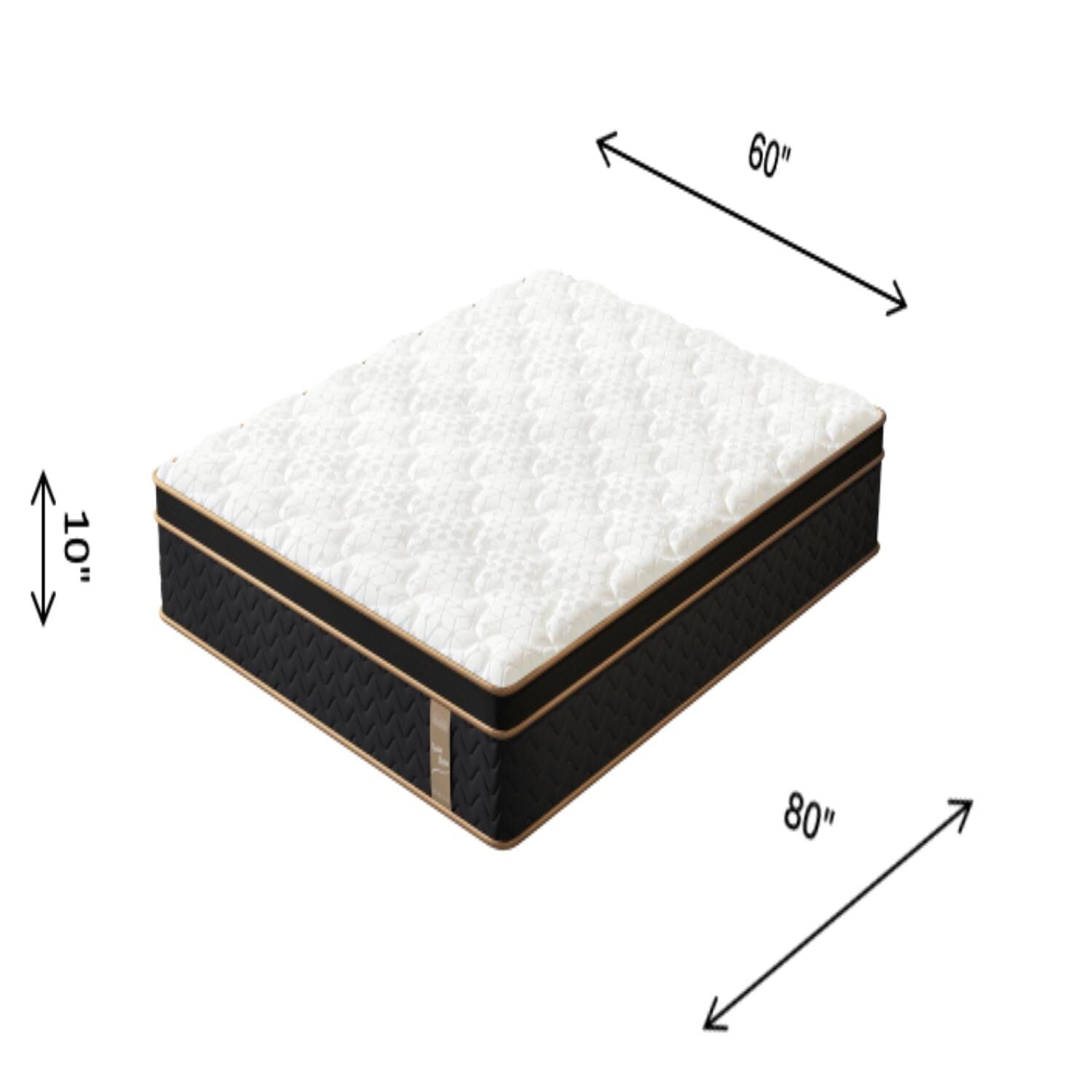 10 Queen Plush Hybrid Mattresses with Independently Encased Coils & Gel Memory Foam, Fiberglass-Free