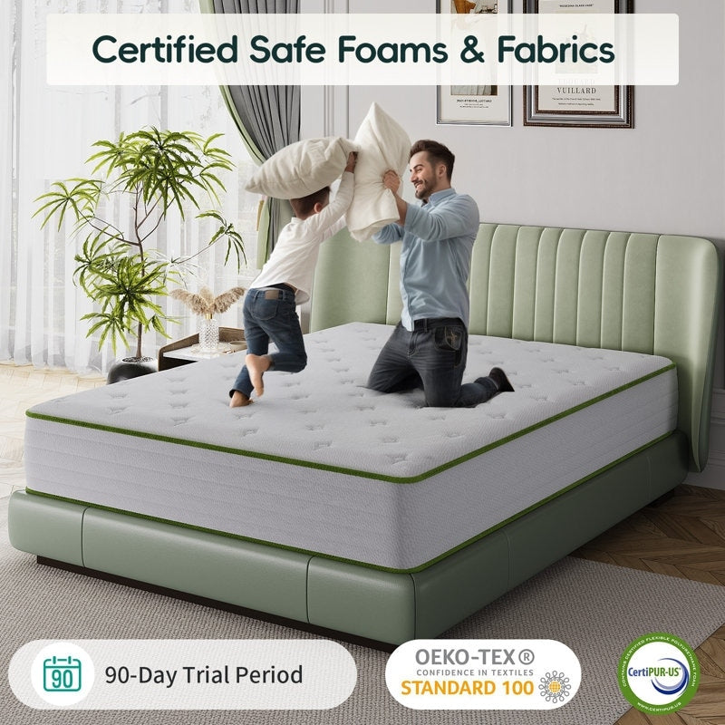 10'' Plush Comfort Level Cooling Memory Foam Hybrid Mattresses in a box