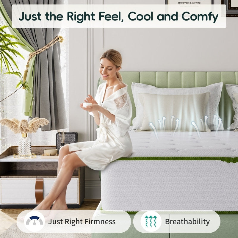 10'' Plush Comfort Level Cooling Memory Foam Hybrid Mattresses in a box