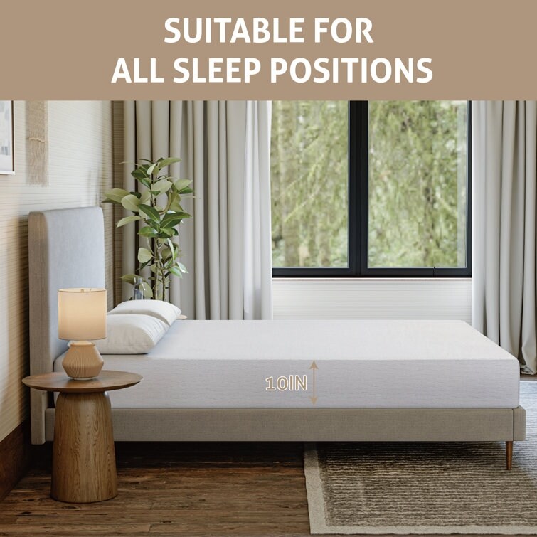 10'' Medium Gel Memory Foam Mattress Infused with Green Tea