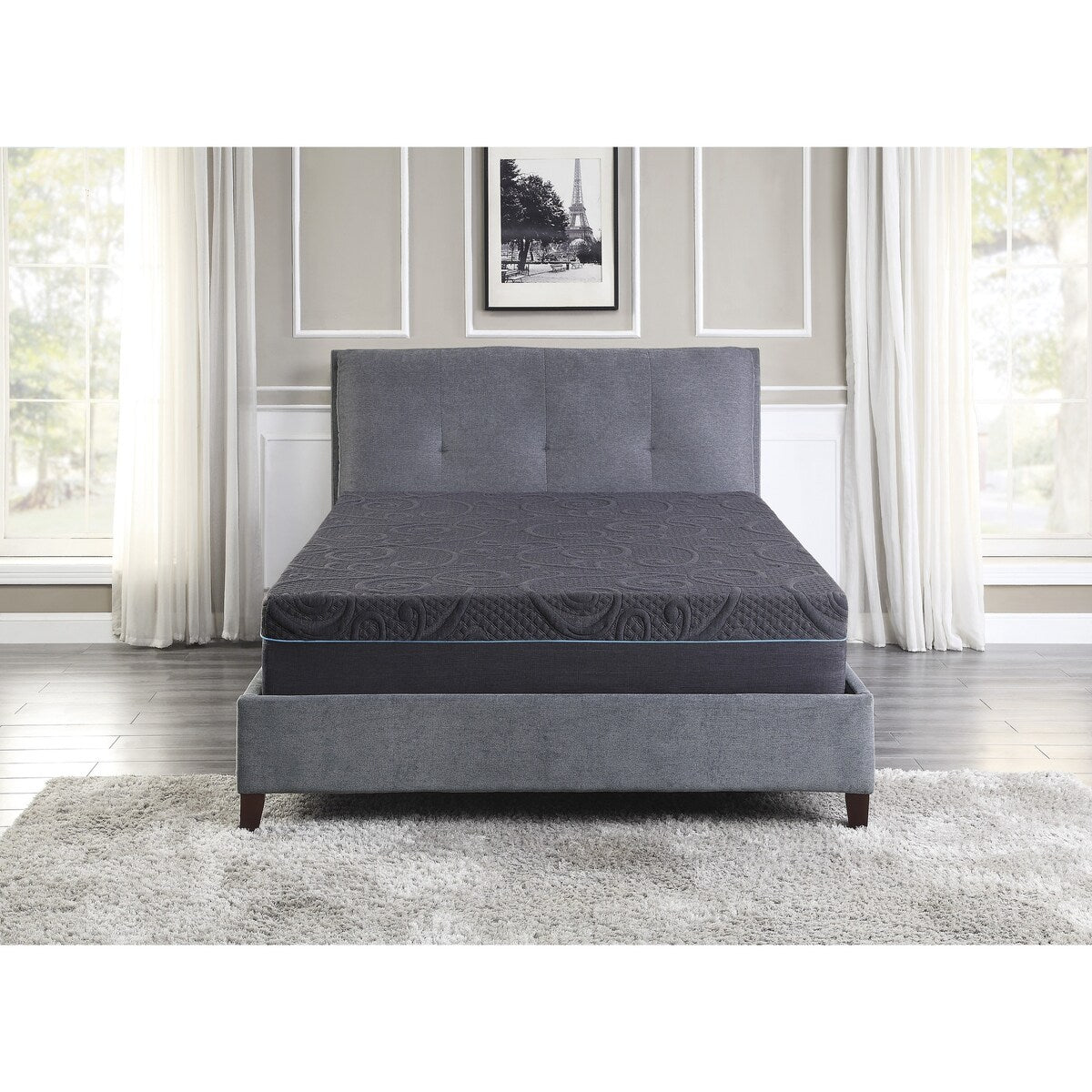11-inch California King Bed Mattress Gel-Infused Memory Foam Hybrid Mattress, Dark Gray, Mattress in a Box