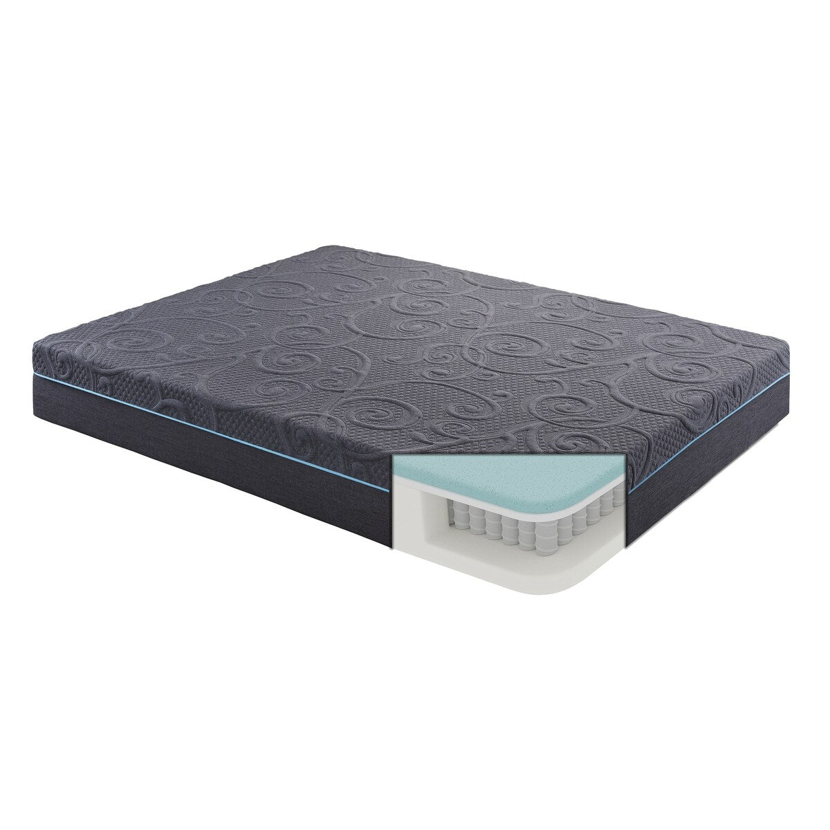 11-inch California King Bed Mattress Gel-Infused Memory Foam Hybrid Mattress, Dark Gray, Mattress in a Box