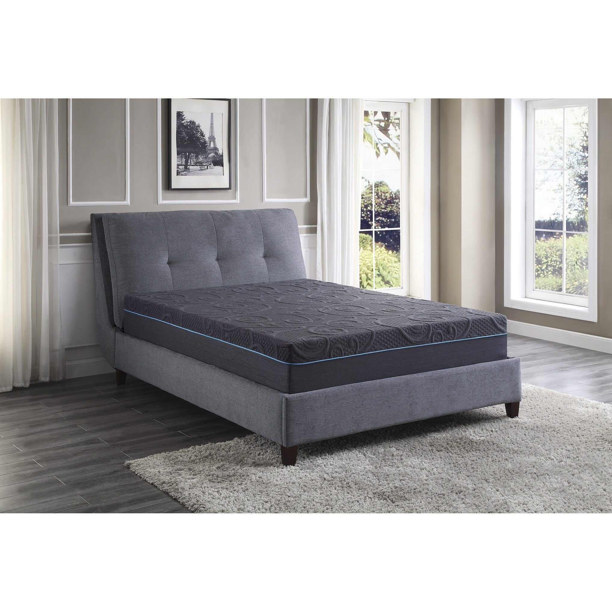 11-inch Eastern King Bed Mattress Gel-Infused Memory Foam Hybrid Mattress, Dark Gray, Mattress in a Box