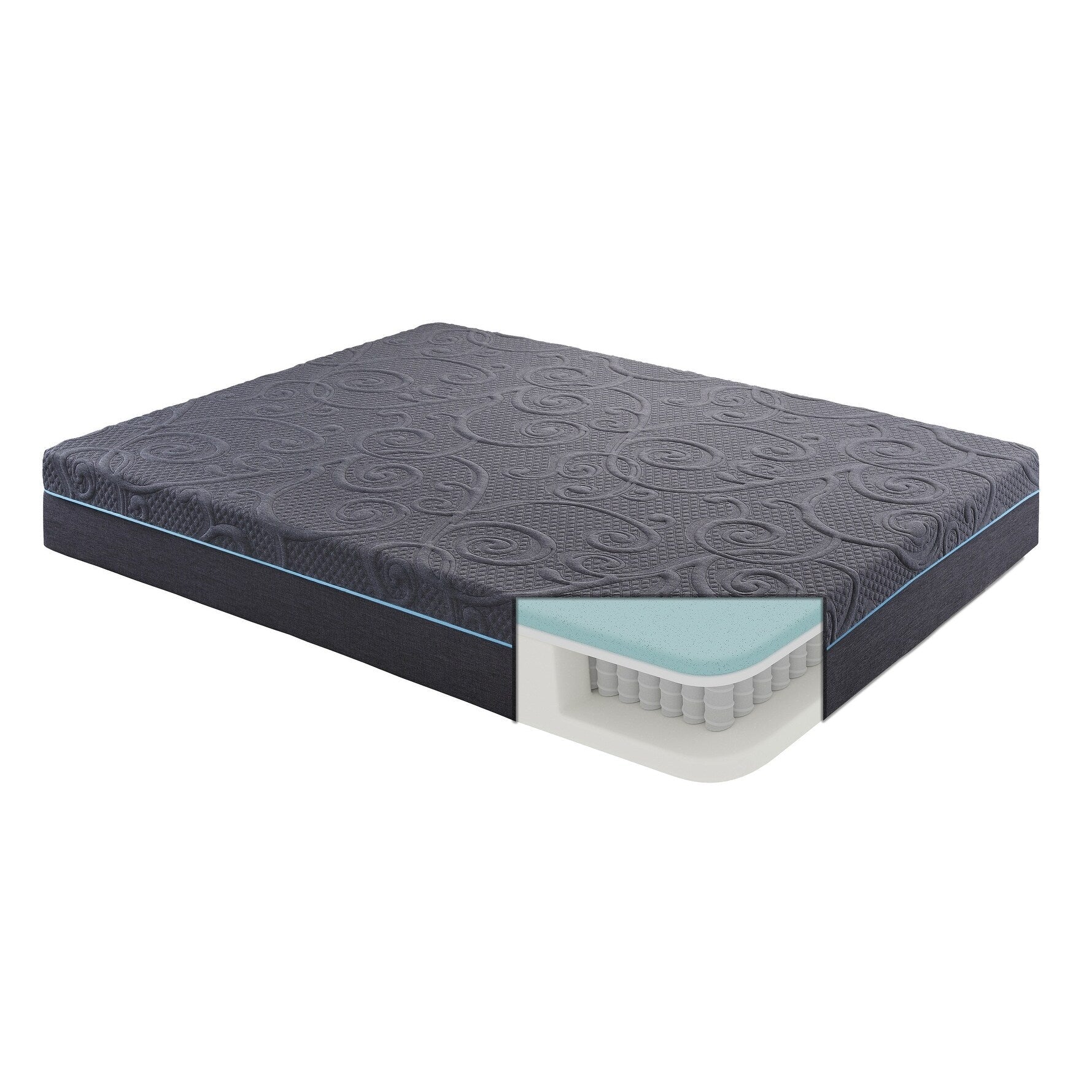 11-inch Eastern King Bed Mattress Gel-Infused Memory Foam Hybrid Mattress, Dark Gray, Mattress in a Box