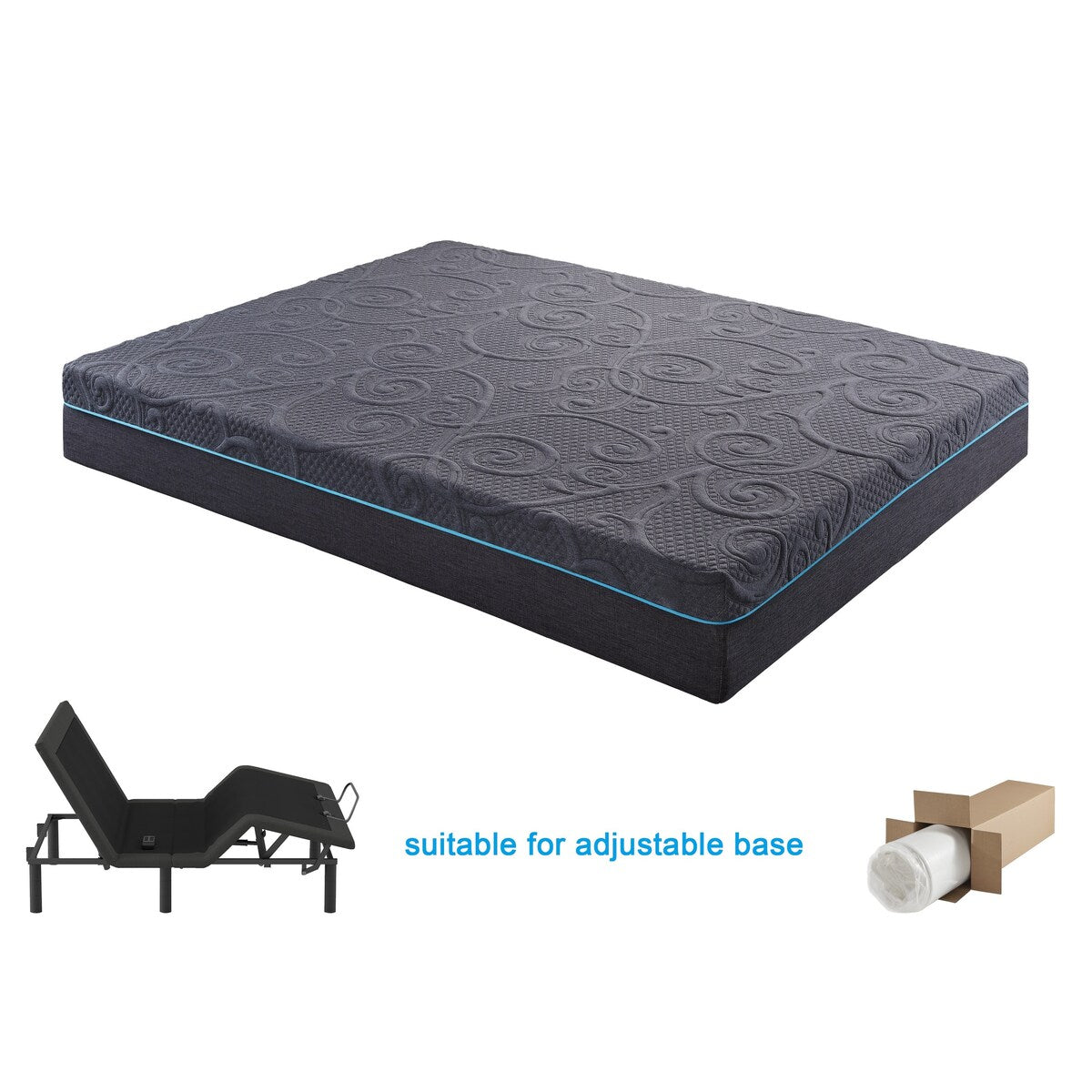 11-inch Full Size Bed Mattress Gel-Infused Memory Foam Hybrid Mattress, Dark Gray, Mattress in a Box