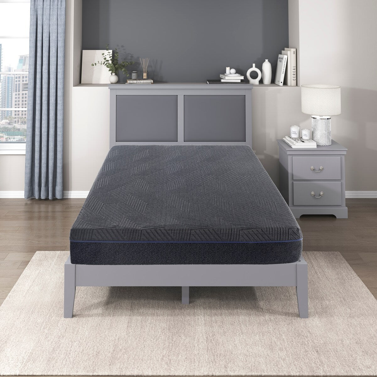 11inch Queen Mattress Green Tea Gel-Infused Memory Foam Mattress, Gray, Mattress in a Box