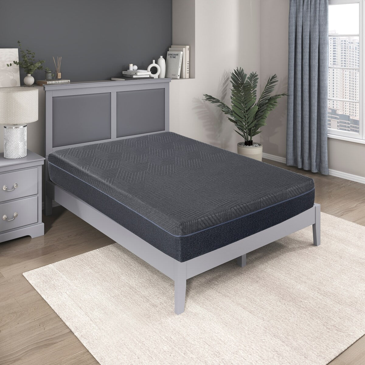 11inch Queen Mattress Green Tea Gel-Infused Memory Foam Mattress, Gray, Mattress in a Box