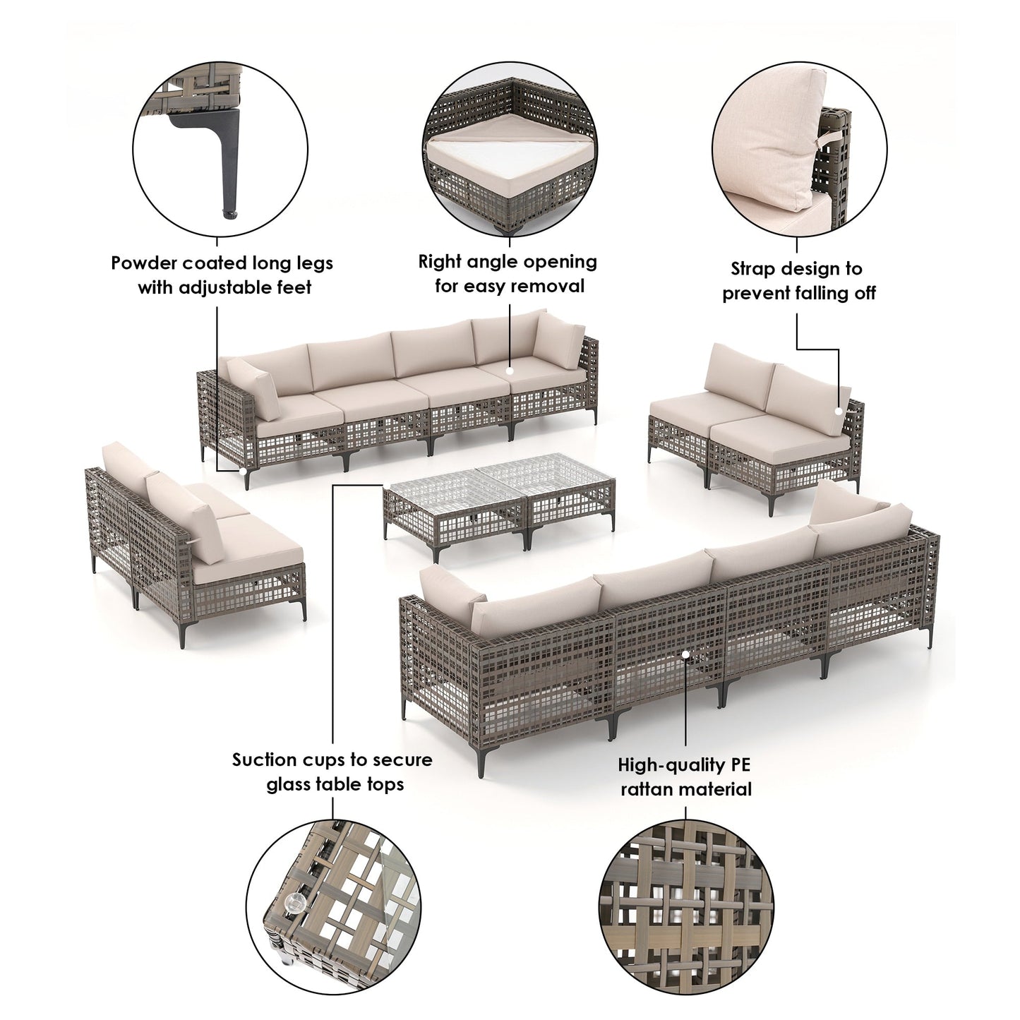 Outdoor Patip Sectional Seating Group with Cushions
