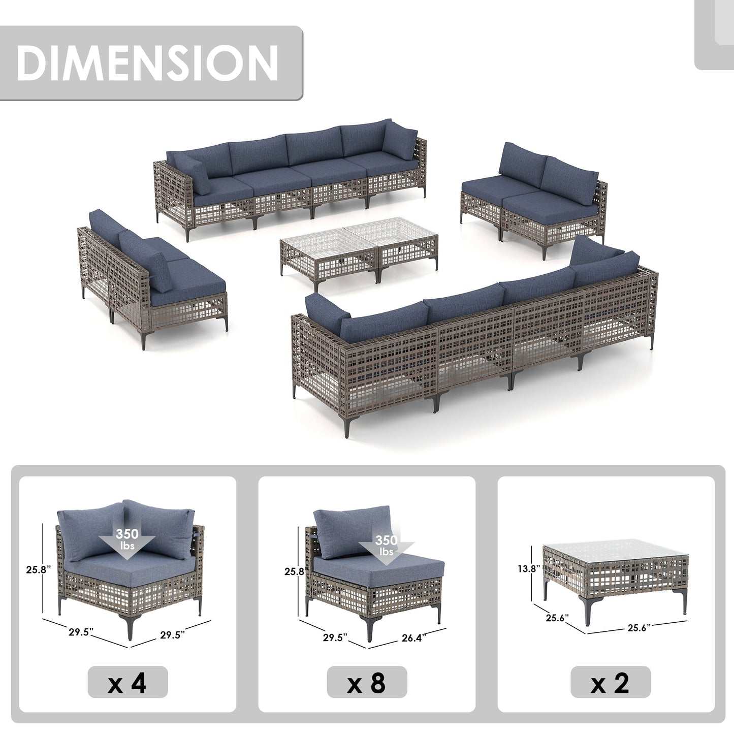 Outdoor Patip Sectional Seating Group with Cushions