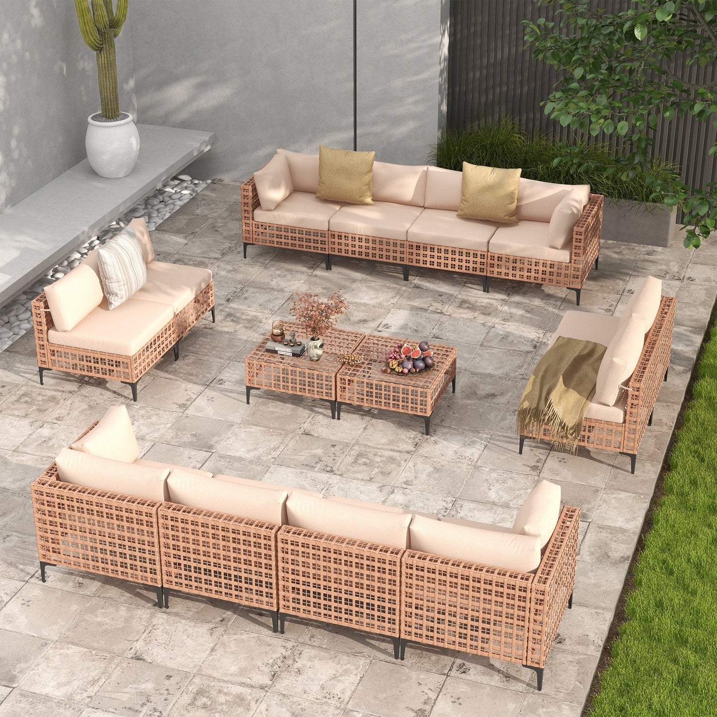 Outdoor Patip Sectional Seating Group with Cushions