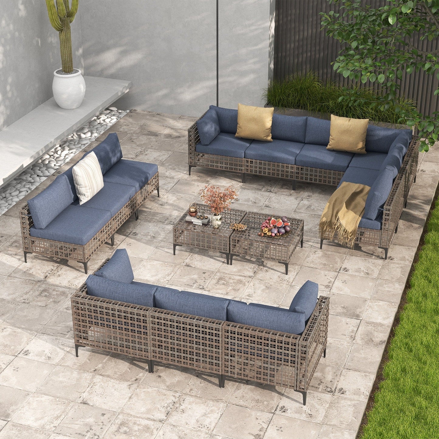 Outdoor Patip Sectional Seating Group with Cushions