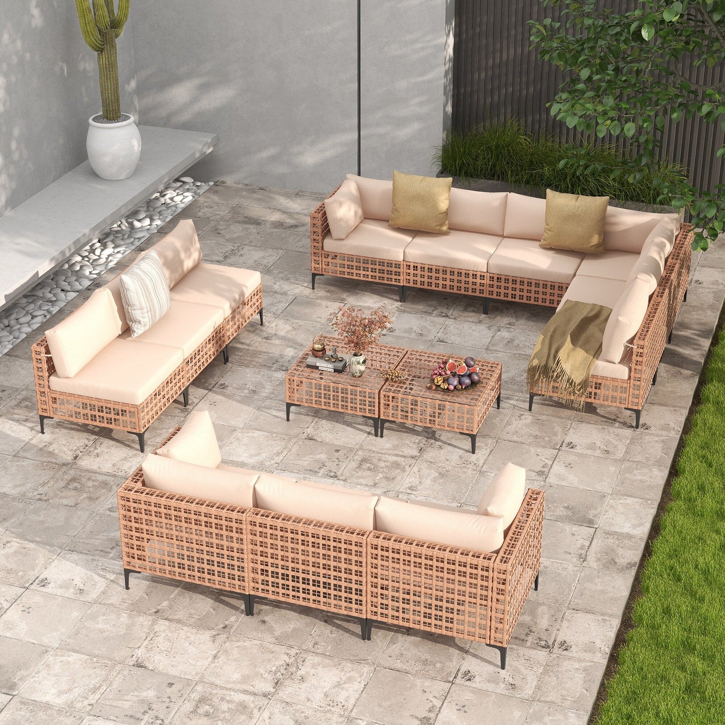 Outdoor Patip Sectional Seating Group with Cushions