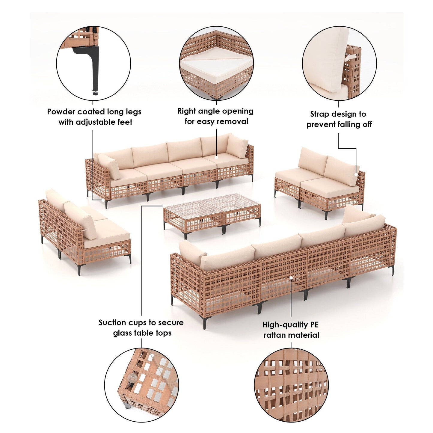 Outdoor Patip Sectional Seating Group with Cushions