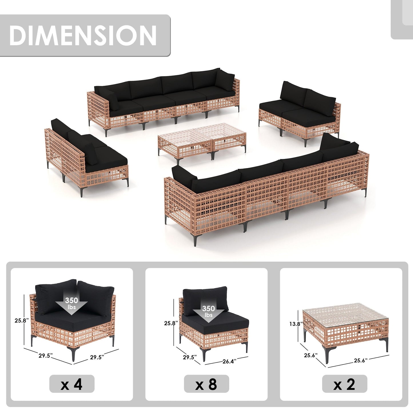 Outdoor Patip Sectional Seating Group with Cushions