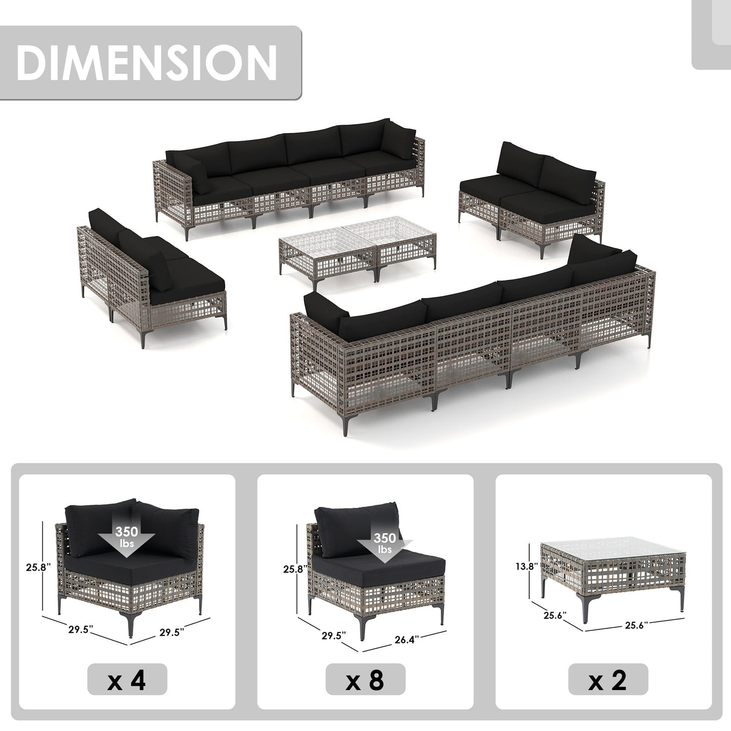 Outdoor Patip Sectional Seating Group with Cushions