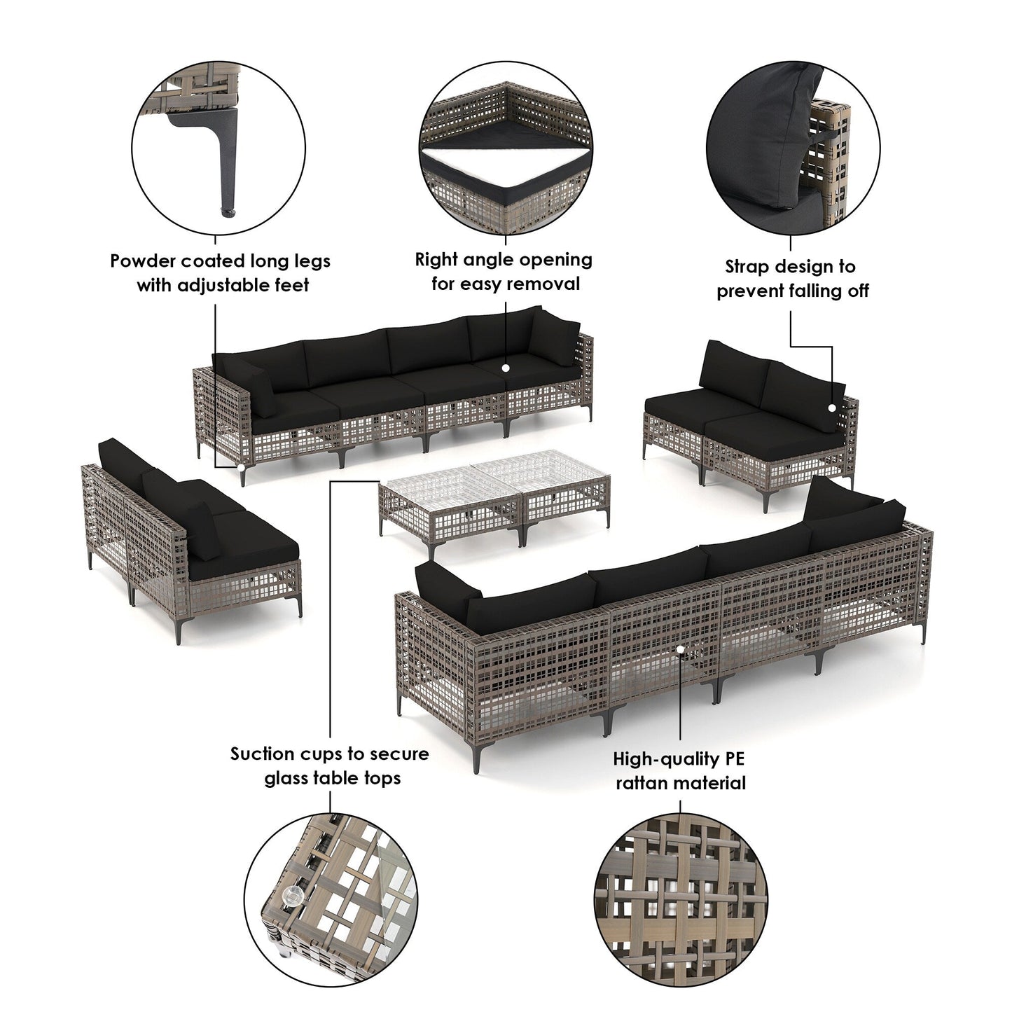 Outdoor Patip Sectional Seating Group with Cushions