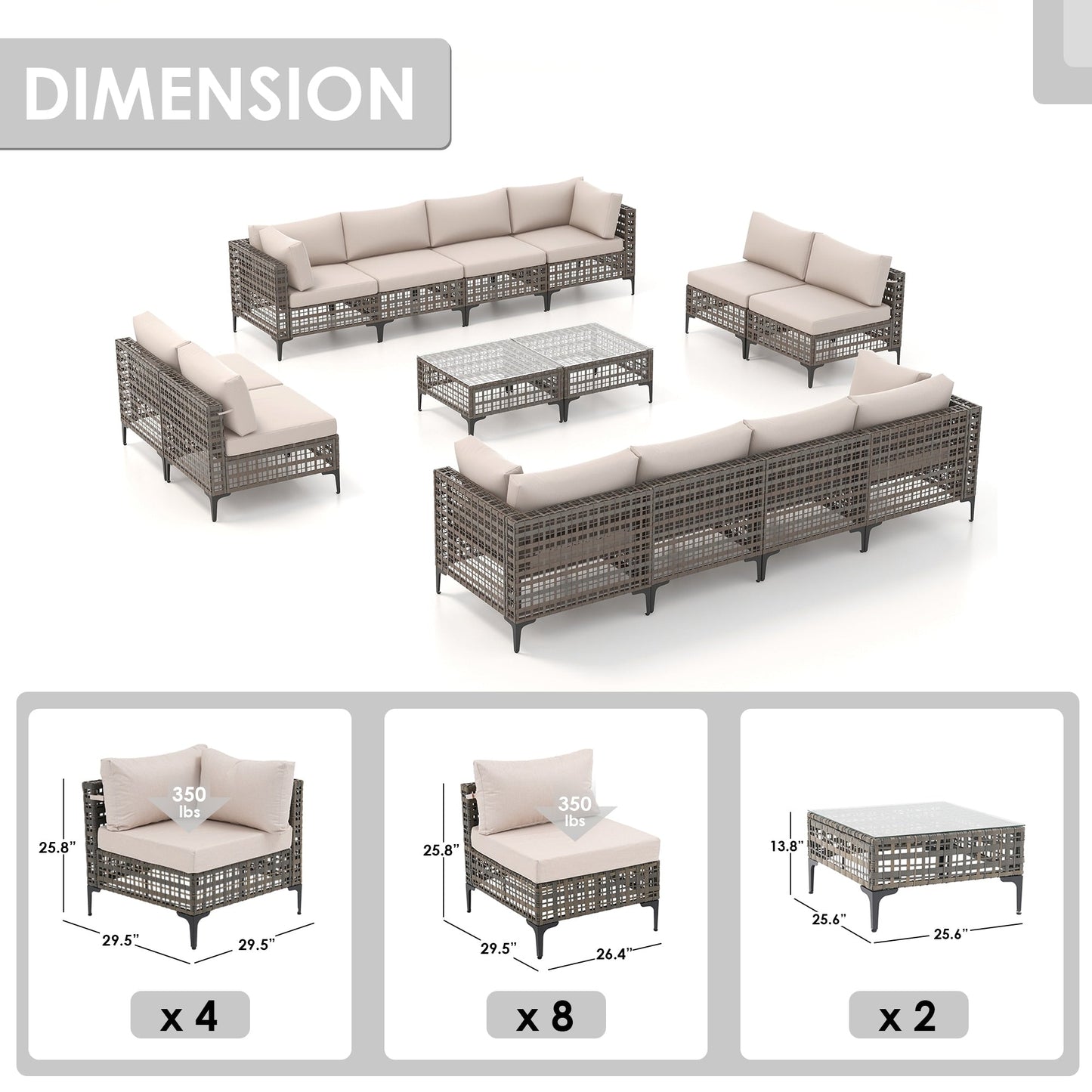 Outdoor Patip Sectional Seating Group with Cushions