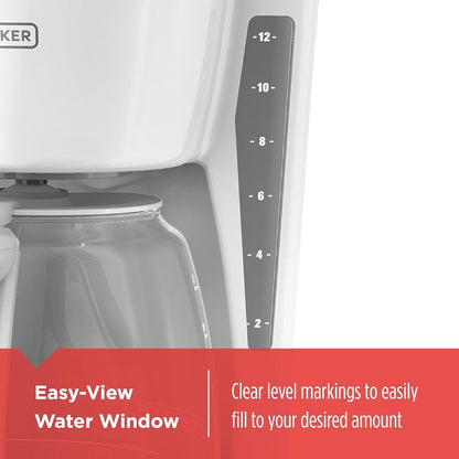 12-Cup Digital Coffee Maker, Programmable, Washable Filter, Sneak-A-Cup, Auto Brew, Keep Hot Plate, White