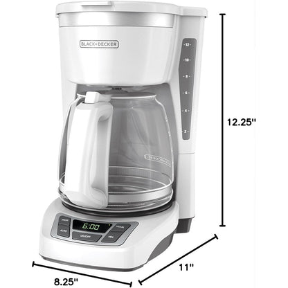 12-Cup Digital Coffee Maker, Programmable, Washable Filter, Sneak-A-Cup, Auto Brew, Keep Hot Plate, White