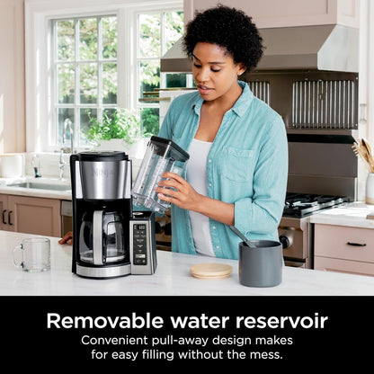 12-Cup Programmable Coffee Brewer, 2 Brew Styles, Adjustable Warm Plate, 60oz Reservoir, Delay Brew, Black Stainless