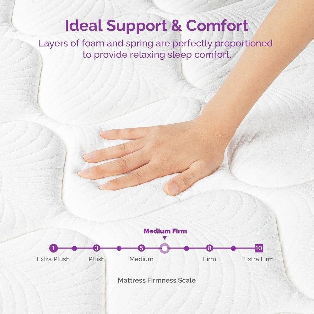 12 Inch Hybrid Mattress with Memory Foam and Spring Coils, Euro Top Mattress in a Box