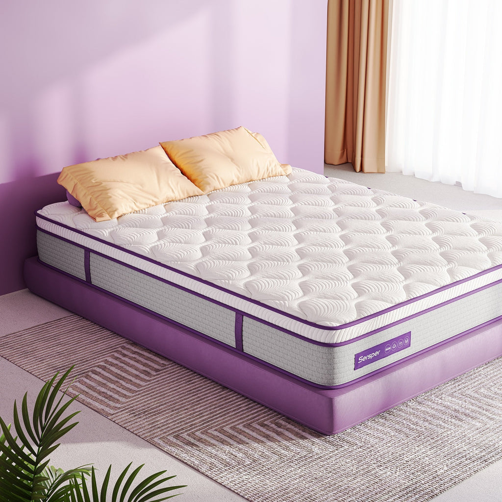 12 Inch Eruo Top Hybrid Mattress with Memory Foam and Spring Coils , Mattress in a Box