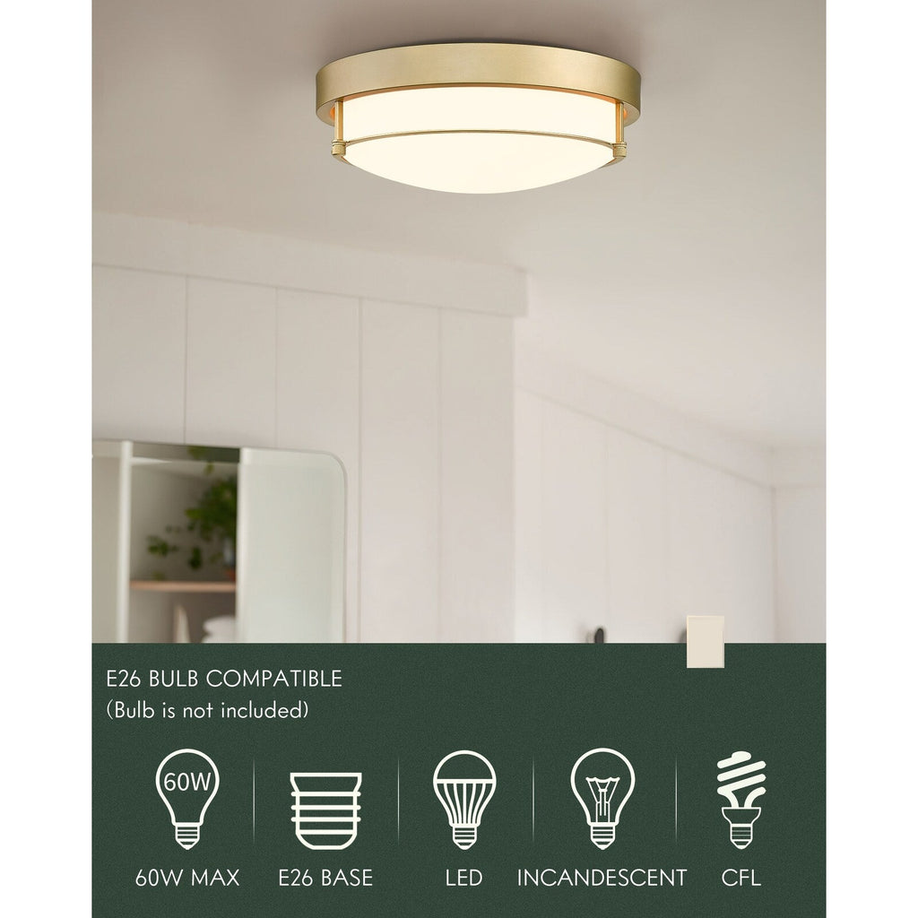 12 Inch 2-Light Flush Mount Light Fixture, Modern Ceiling Light